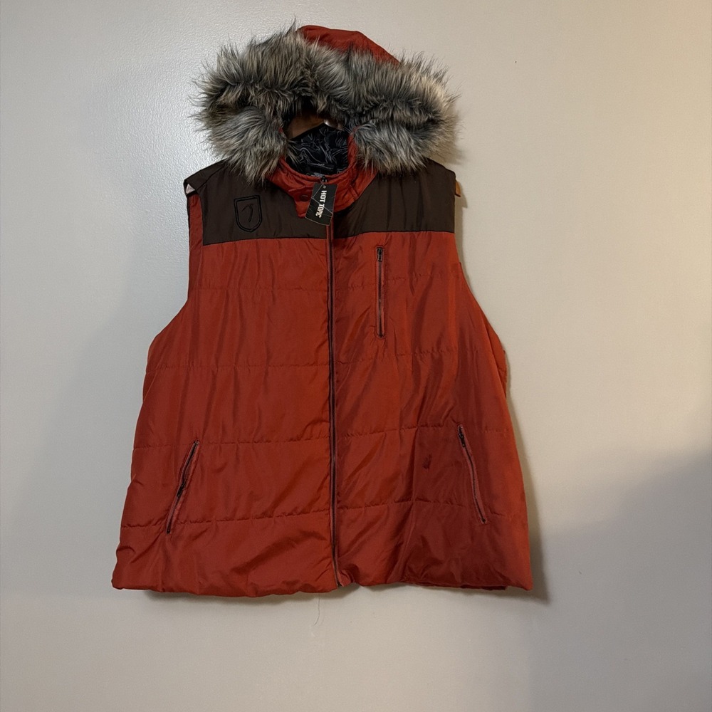 Puffer Vest Hooded Detachable Faux Fur Trim